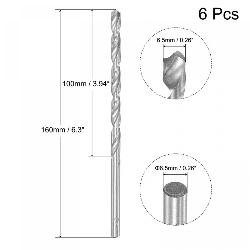 sourcing map HSS(High Speed Steel) Extra Long Twist Drill Bits,