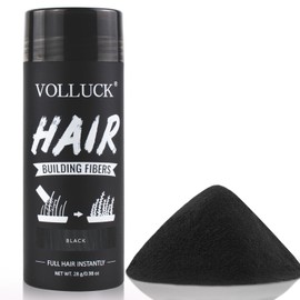 VOLLUCK Scattered Hair for Hair Thickening, Long-Lasting Hair Fibre, Women Men, Natural Hair Products for Hair Loss, 28 g (Black)