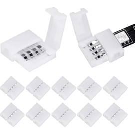 10 Packs 4 Pin LED Light Strip Connectors, 10mm Unwired Connector Accessories for DIY SMD 5050/3528 RGB LED Strip Light 12V and 24V, LED Connector Adapter