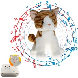 Toys Wonderland Creamsicle Tabby Cat 16" Stuffed Animal Plush Toy with Pre-Recorded Cat Sound