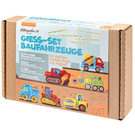 Dekozauber24 Casting and Painting Construction Site Vehicles Yourself – Boys Craft Set Construction Site for Casting Plaster with 6 Figures for Children from 4 to 8 Years – Gift Casting Set for Crafts