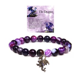 SODLYUE Dragon Bracelet Jewelry Inspiration Gift for Dragon Lover Dragon Spirit Animal Gift, Purple, Stone, no gemstone