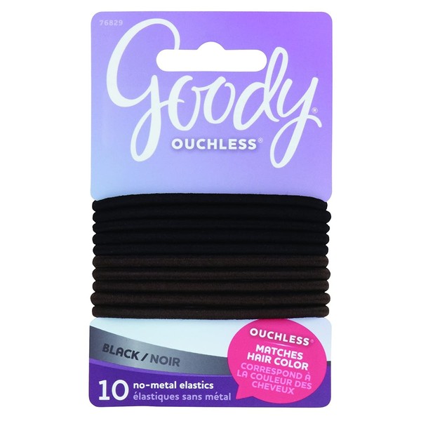 Goody Women's Colour Collection 4 mm Braided Elastics, Black, 10 Count