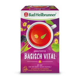 Bad Heilbrunner Kräutertee Basisch Vital - im Filterbeutel - Grüner Hafer, Lindenblüten & Brombeere - mit Zink für den Säure-Basen-Haushalt - idealer Begleiter für eine basische Ernährung - Gesundheit (5 x 20 Filterbeutel)