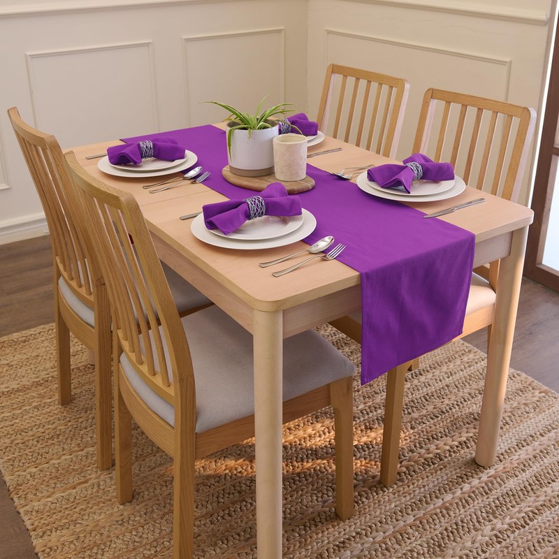 Encasa Homes table runner for 6 seater table, purple, large,