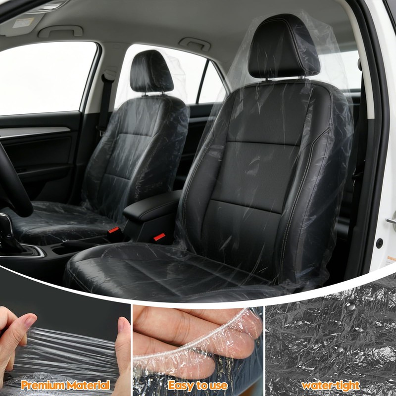 DGSL 330 PCS Disposable Car Seat Covers, Clear Plastic Vehicle