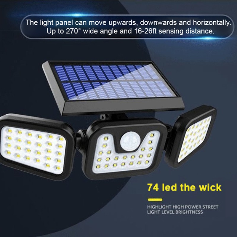 High Brightness Home Solar-Powered Wall Lamp 74LED Angle Adjustable Light