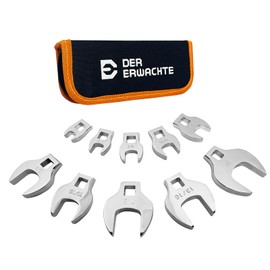 Der Erwachte 10-Piece 3/8" Drive Crowfoot Wrench Set, Open End Wrench Set, SAE, 3/8"-1", CR-V Steel, Tools for Mechanics, Access Fasteners in Tight Spaces, with Zipper Bag