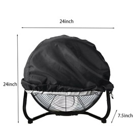 BJYasoppu Dustproof Cover for Industrial Fan,Fit for 18"&20" High Velocity Movement Heavy Duty Drum Fan, Heavy Duty Outdoor Floor Fan Cover,Fits up to 24 * 24 * 7.5 inches(Black)
