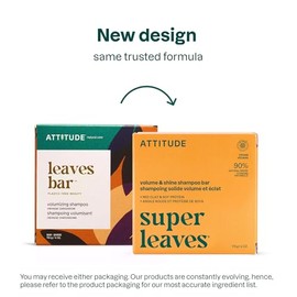 ATTITUDE Volume & Shine Barra de champú, origen natural, para cabello fino y plano, proteína de soja y arcilla roja, ingredientes verificados y limpio