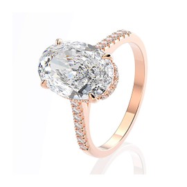 Alex's Wish List 5 Carat Oval Shaped Solitaire White Gold Rose Gold Engagement Wedding Fashion Ring| AAA Grade Lab Created Brilliant Cut Cubic Zirconia (Rose Gold, 5)