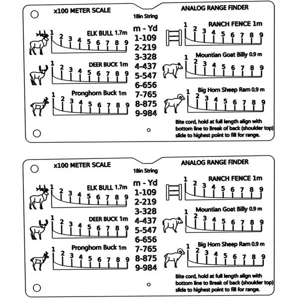 Range Finder Card, 2Pcs Hunting Rangefinder Ruler, Portable Pocket Analog