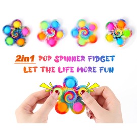 SCIONE Pop Fidget Spinner Toys 4 Pack, Valentines Gifts Party Favor Pop Fidget Toy Bulk Pack, Pop Bubble Sensory Toys Set for Kids, Simple Pop Fidget Spinners ADHD Stress Relief Hand Pop Spinners