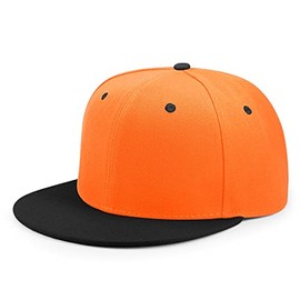 FREEBIRD99 Flat Bill Brim Hip Hop Cap Ajustable Snapback Hat (Orange/Black)