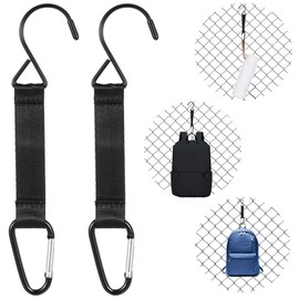 Zittop 2 pcs Fence Hooks for Outdoor, Stadium, Kitchen, Backpack, Nylon Safety Buckles Metal Fence Hooks Multi-Purpose Hook (Black)
