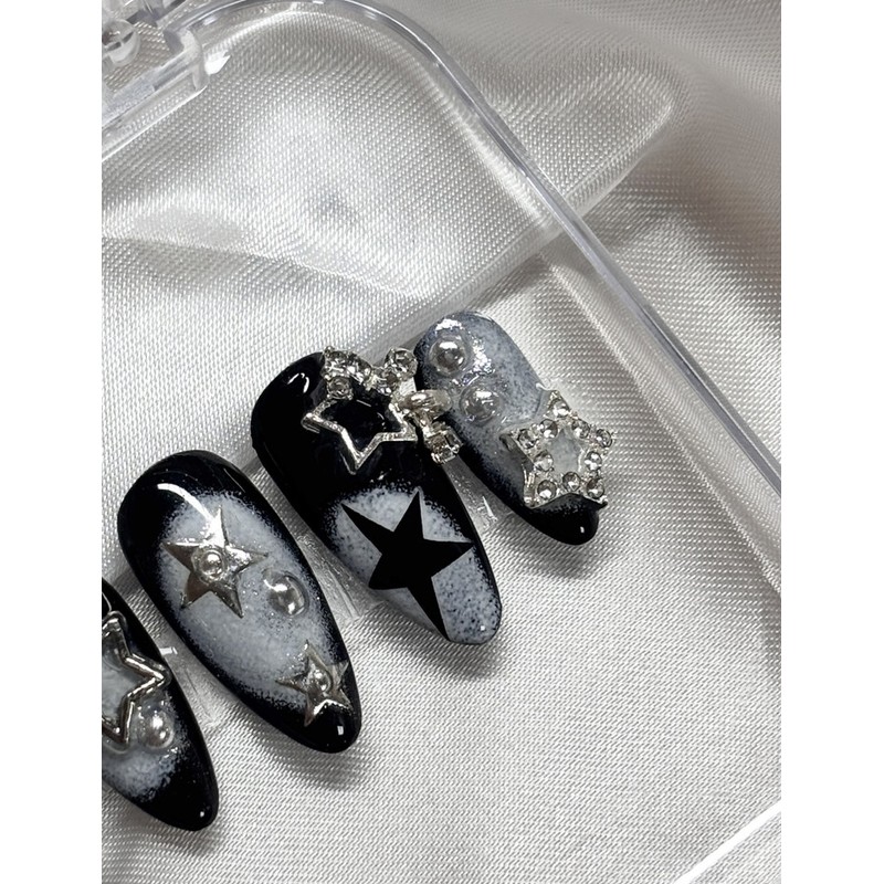 Black Star Nail Tips - Coffin / 블랙 스타 네일팁