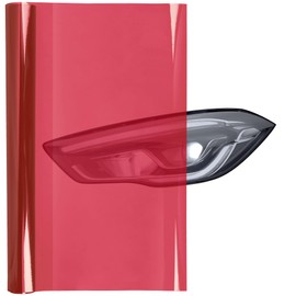 Lypumso 16 x 60 Inches Headlight Taillight Car Tint Vinyl Film, Self Adhesive Fog Lights Sticker Sheet Roll for Car Lights Cover Protection (Red)