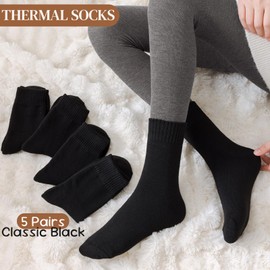 Hocerlu Thermal Socks Women's Socks 5 Pairs Winter Socks Warm Thick Hiking Socks Wool Socks House Socks for Women Size 35-42