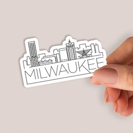 Squiddy Milwaukee Wisconsin City Skyline - Vinyl Sticker Decal for Phone, Laptop, Water Bottle (3" Wide)