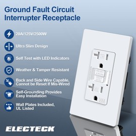 ELECTECK 5 Pack 20A GFCI Outlets, WR Self-Test GFI Receptacle, UL Listed