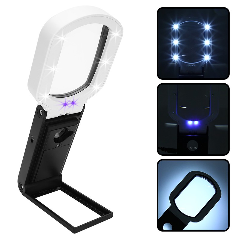 Handheld Magnifying 10X 25X Dual Glass Folding Magnifier Square W/