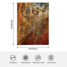 HGOD DESIGNS Brown Rust Colorful Metal Rusty Steel Iron Structure Throw Soft Warm Lightweight Blanket for Women Birthday Christmas, Home Living Room Decor Black 100x130cm