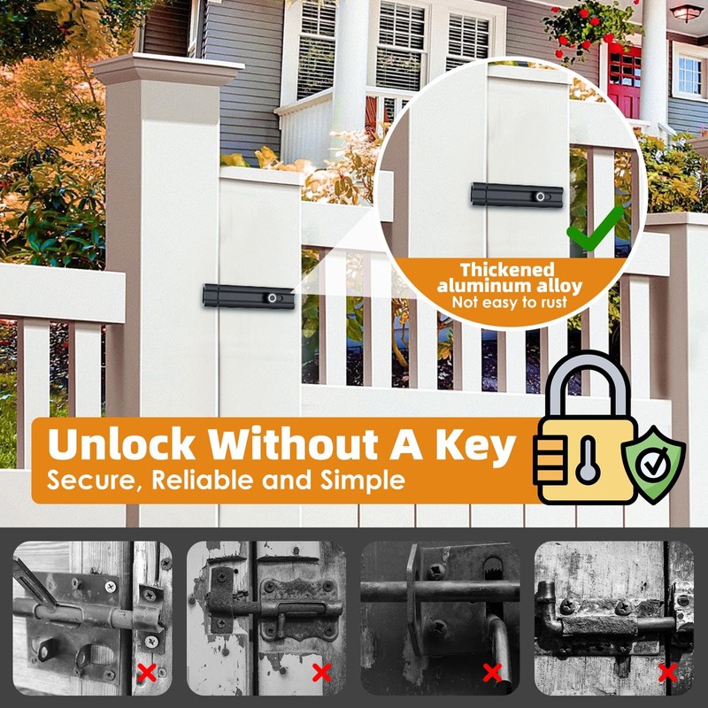 Slide Lock, Security Slide Latch Door Lock Bolt, Heavy Duty