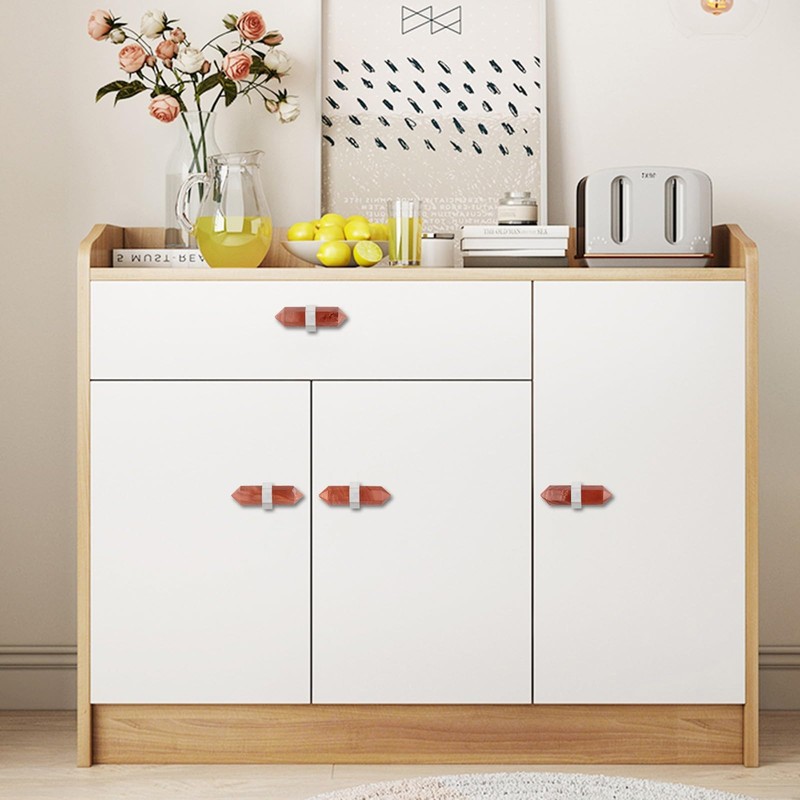 moonsix Pack of 4 Double Pointed Hexagonal Drawer Handles Silver