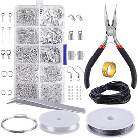 Dokpav 717 Pzs Kit de Bisutería para Hacer Aretes, Joyas, Bisutería Material para Hacer Joyería de Herramientas, Kit de Suministros Herramientas para Hacer o Reparar Joyas (Plata)