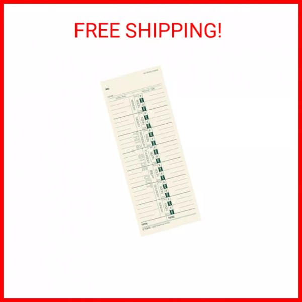 Weekly Time Cards, 1-Sided, 3-1/2 x 9, Manila, Green Print,