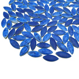 1.1LB Ceramic Petal Mosaic Tiles for DIY Crafts,1.33"x 0.58"Willow Leaves Mosaic Tile Pieces for Mosaic Making Kits Art Projects Home and Outdoor Decoration (Ice Crystal Blue)