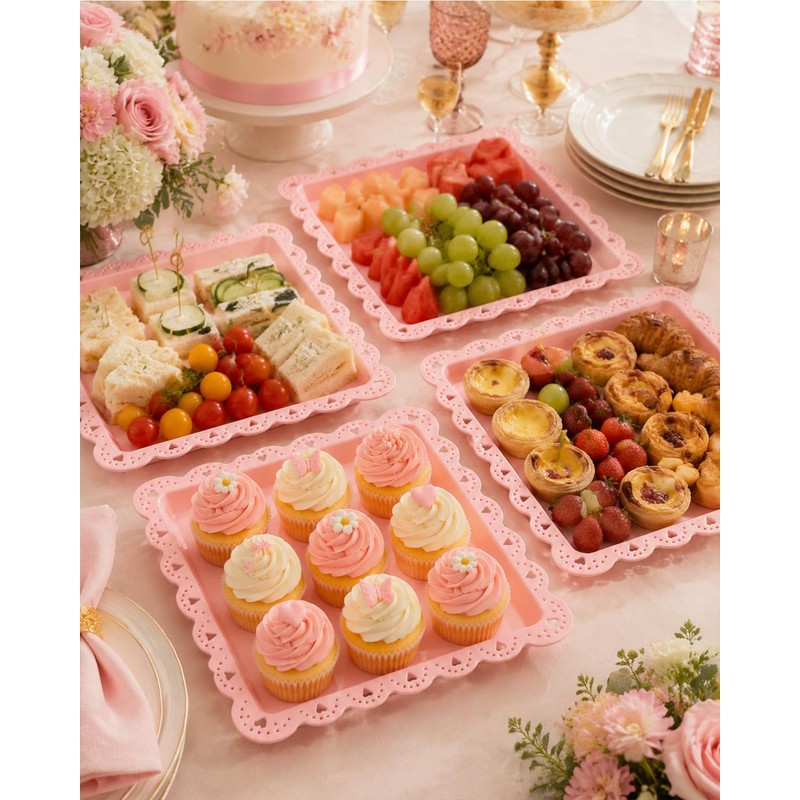 Zitonyang Plastic Serving Tray, 24 Pack Catering Trays Square Serving