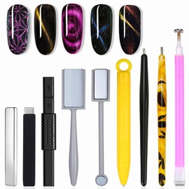 WOKOTO 9Pcs Cat Eye Magnet For Nails Magnets Pens For Cat Eye Nail Art Tools Gradient Ombre Design Cat Eye Magnet Sticks For Women Nails Magnets Wand For Magnetic Nail Polish Magnet Stick Tools