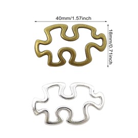 Honbay 60PCS Alloy Big Puzzle Pieces Charms Pendant Tibetan Style Jigsaw Charms Metal Linking Rings for Bracelet Jewelry DIY Craft Making (40×18mm)
