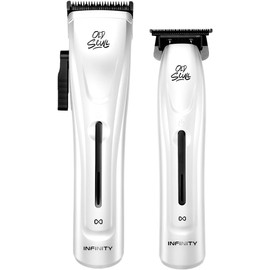 Old Scull Infinity Combo White, Clipper y Trimmer potentes e inalámbricas con tecnología anticalentamiento y Motor hyper silencioso de velocidad constante 7,000 rpm. Color blanco, maquinas de cortar cabello fácil uso.