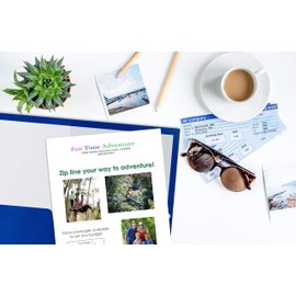 2 Pocket Glossy Laminated Blue Paper Folders, Letter Size, Blue Paper Portfolios by Better Office Products, Box of 25 Blue Folders