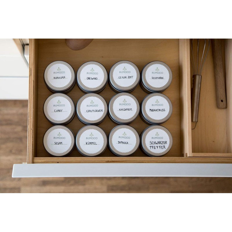 Pack of 12 Small Spice Jars with Extra Inner Lid, Provides