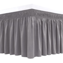 Biscaynebay Wrap Around Bed Skirts for Queen Beds 19" Long Drop, Silver Grey Adjustable Elastic Dust Ruffles Easy Fit Wrinkle & Fade Resistant Silky Luxurious Fabric Solid Machine Washable