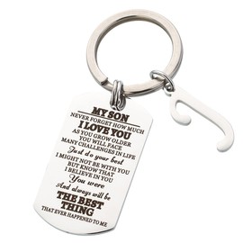 Augonfever Son from Mom and Dad for Graduation Inspirational Initial Keychain