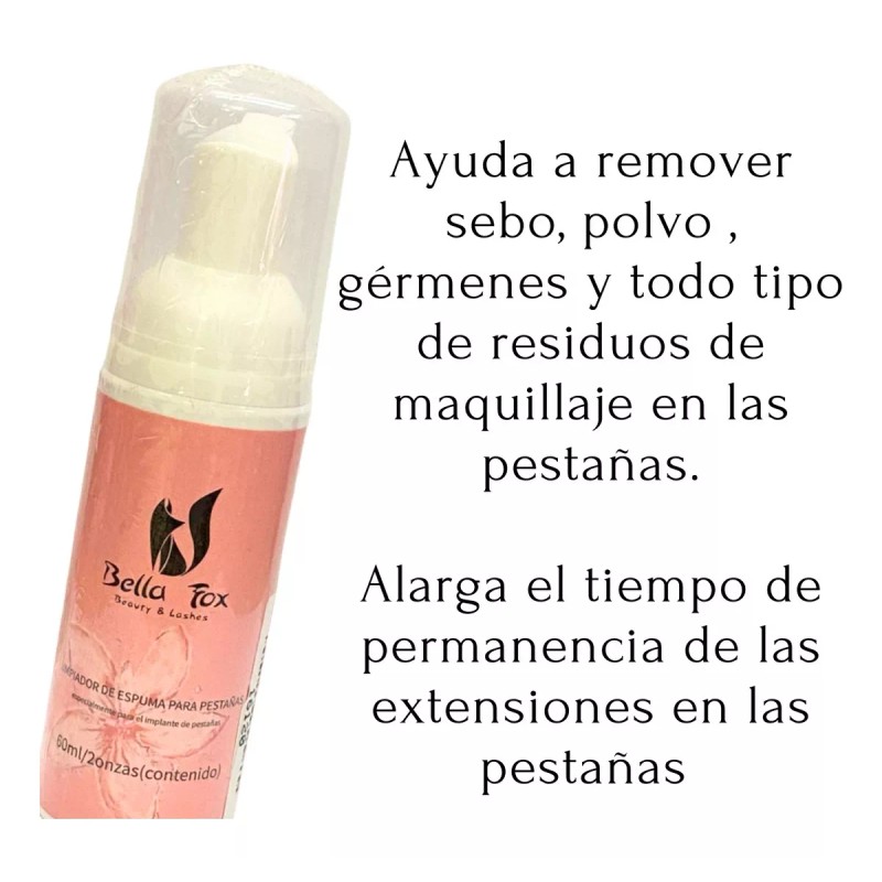 Bella Fox Limpiador De Espuma Para Extensiones De Pestañas 60ml
