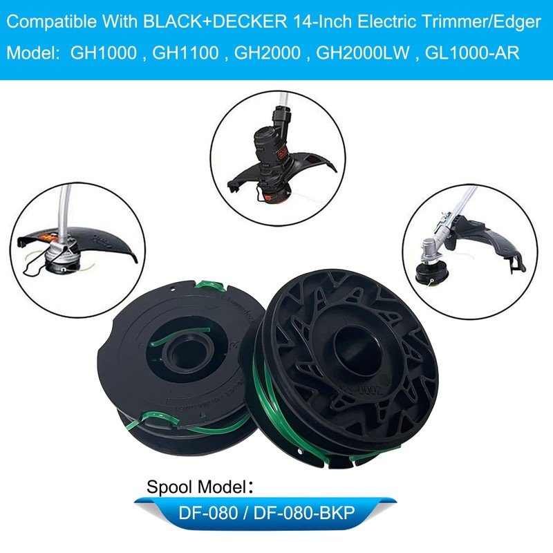 GH1000 Replacement Spool DF-080 String Trimmer Line for Black and