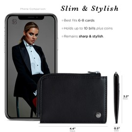 SERMAN BRANDS Wallet Women Zipper Rfid Blocking Small Compact Luxury Leather Pocket Wallet Ladies Mini Purse Credit Card Holder - Compact (Midnight Mini)