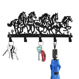 YY-Ladybug Metal Horses Coat Hooks Horses Decor Wall Hooks Western Cowboy Decor Hooks Hanging Clothes Robes Towels Coat Hooks Wall Decor Coat Hooks (Black)