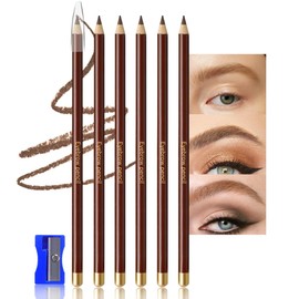 6 Pcs Light Coffee Eyebrow Pencil,Sharpener Included,Deeply Pigmented,Waterproof Sweat-proof,Makeup Eyebrow Pencils for Fills in Sparse Areas and Gaps Create a Natural Eye Brow,Vegan & Cruelty-Free