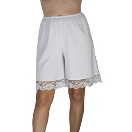 Underworks Pettipants Cotton Knit Culotte Slip Bloomers Split Skirt 9-inch Inseam 4X-Large-White