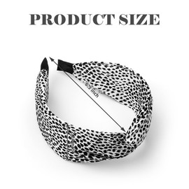 Yonchic 2-Piece Leopard Printed Knotted Wide Headbands for Women & Girls, Fashion Bow Top Knot Satin Headband, Cute Animal Print Hair Accessories (Black & White)