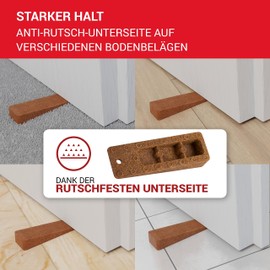 LouMaxx Door Wedge - Set of 3 Door Stopper Floor, Cork - Non-Slip Rubber Door Wedge - High-Quality Door Stopper Wedge - Perfect for All Floors - Odourless Door Wedges - Door Stopper Rubber