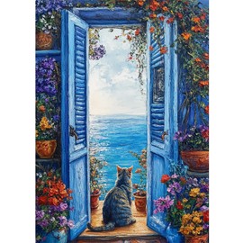 DOMROM Landscape Diamond Painting, Cat Diamond Painting for Adults, Children, Flowers, Diamond Painting Set, Diamond Painting Kit, Diamond Art, Adults for Home, Wall Decor, 30 x 40 cm