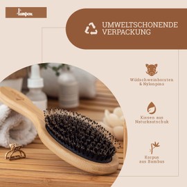 Lampox® Bamboo Hair Brush with Boar Bristles Head Massage Hair Care
