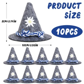 cailiya 10 pieces mini Oktoberfest hat, small felt hat, mini, small felt hat, costume hat, decoration, Oktoberfest hat, decoration, Bavarian decoration, Oktoberfest accessories